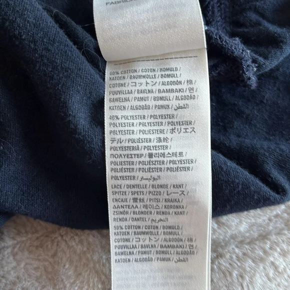 MM59 Hollister navy strapless embroidered lace front ruffled bottom top - Picture 9 of 9